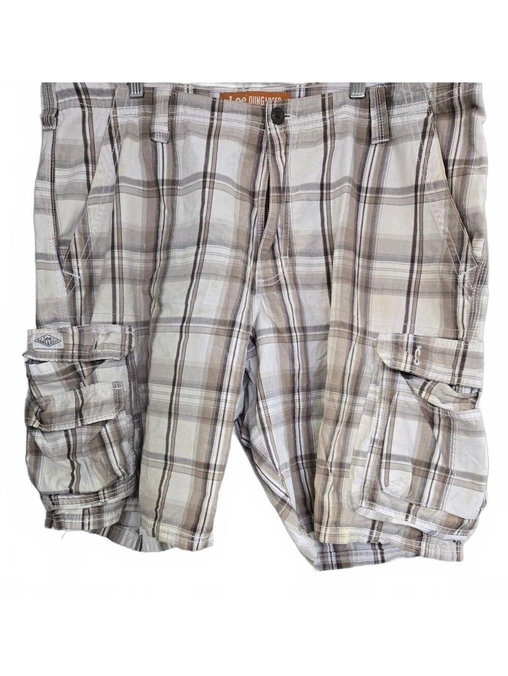 Lee Dungarees Men's Plaid Cargo Shorts Size 38 100% Cotton